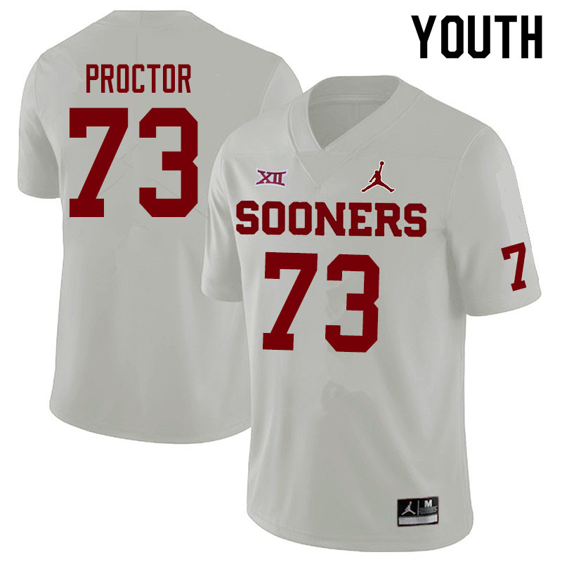 Jordan Brand Youth #73 R.J. Proctor Oklahoma Sooners College Football Jerseys Sale-White - Click Image to Close